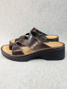 Naot Monterey Slide Sandals Women's 40 Brown Leather Z Strap